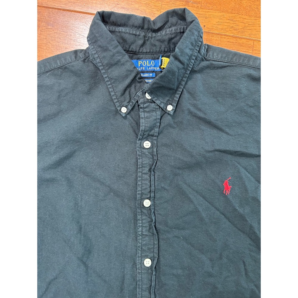 Polo Ralph Lauren Button Down Shirt Mens XXL Black Short Sleeve Classic Fit
